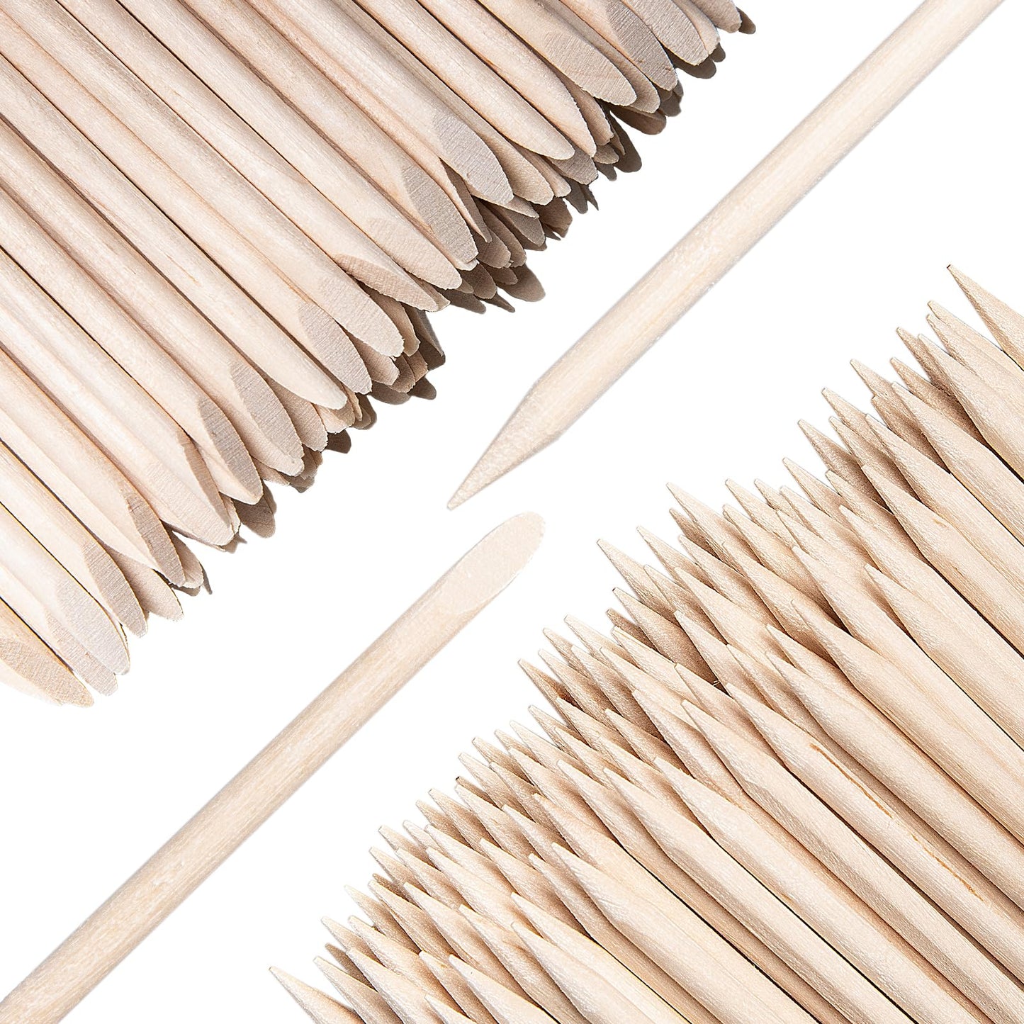 fiezkaa 200 Pcs Orange Wooden Sticks for Nails, 4.5 Inch Double Sided Wood Cuticle Pusher Tool Disposable Orangewood Nail Stick,