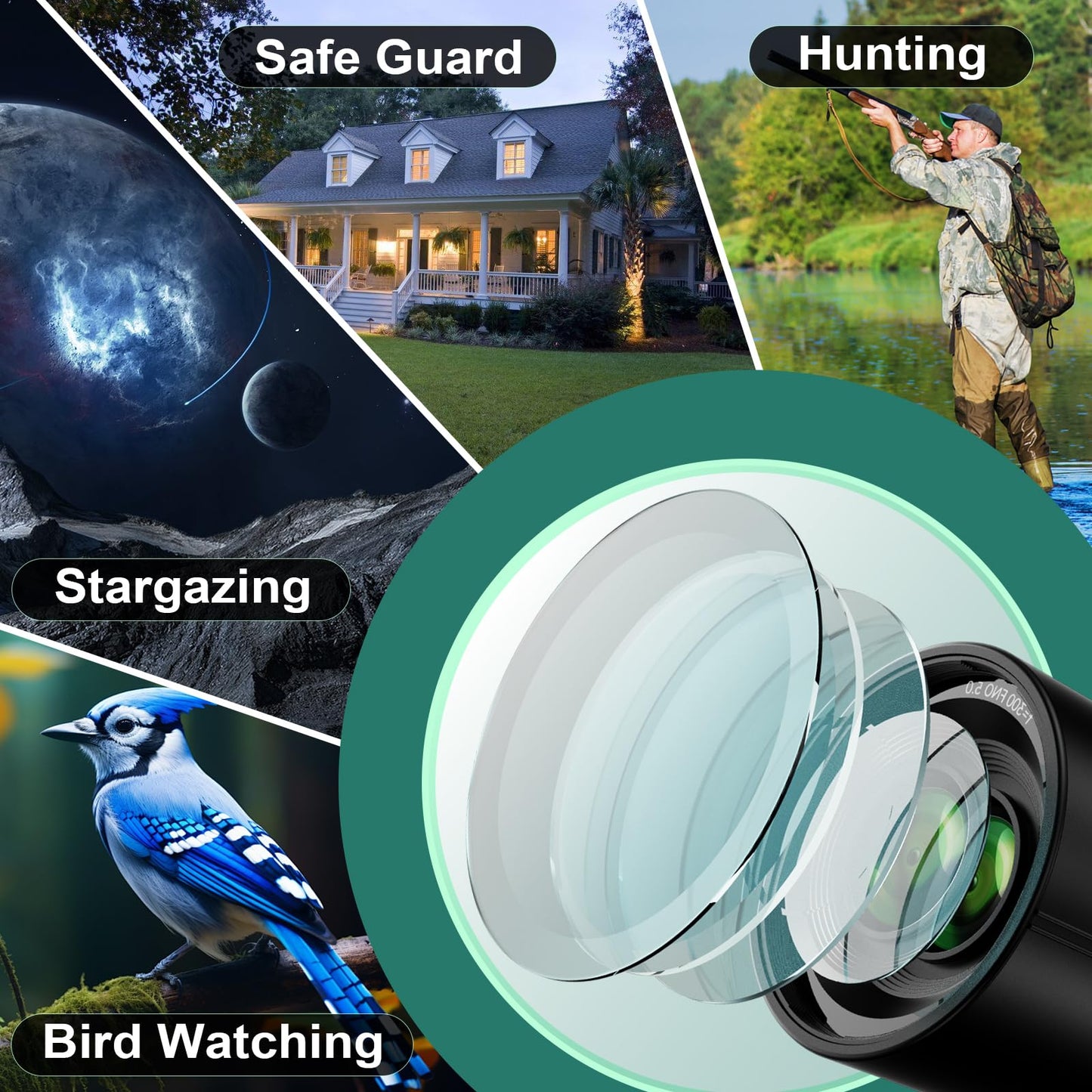 Smart Telescope, Digital Electronic Telescopes with 4K Astrophotography Camera, Internal and Externat Dual Screens Spotter for Adults & Kids & Beginners Astronomy with 64G Card