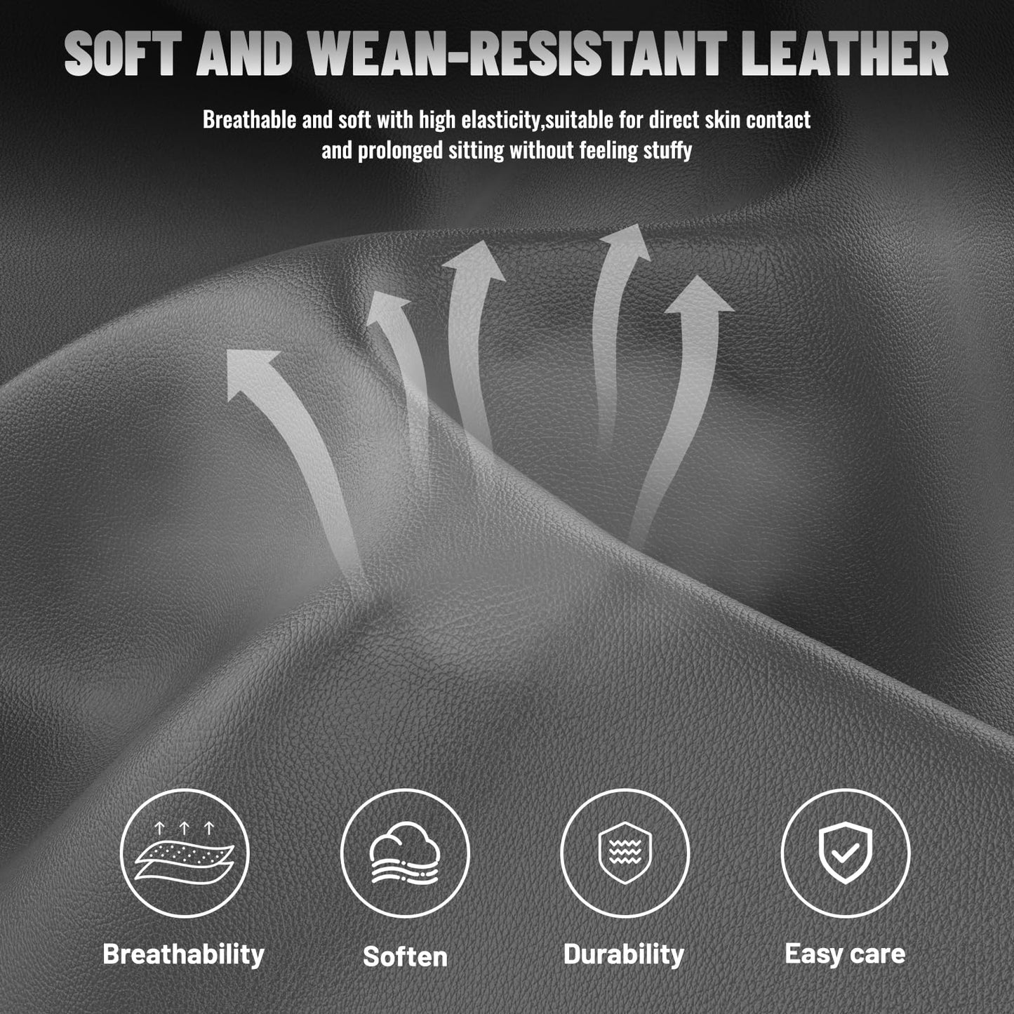 Soontrans Grey Gaming Chair with Large Mouse Pad, Ergonomic Computer Office Chair with Wider Seat Cushion, Reclining PU Leather Gamer Chair with Footrest for Adults, High Back Video Game Chair