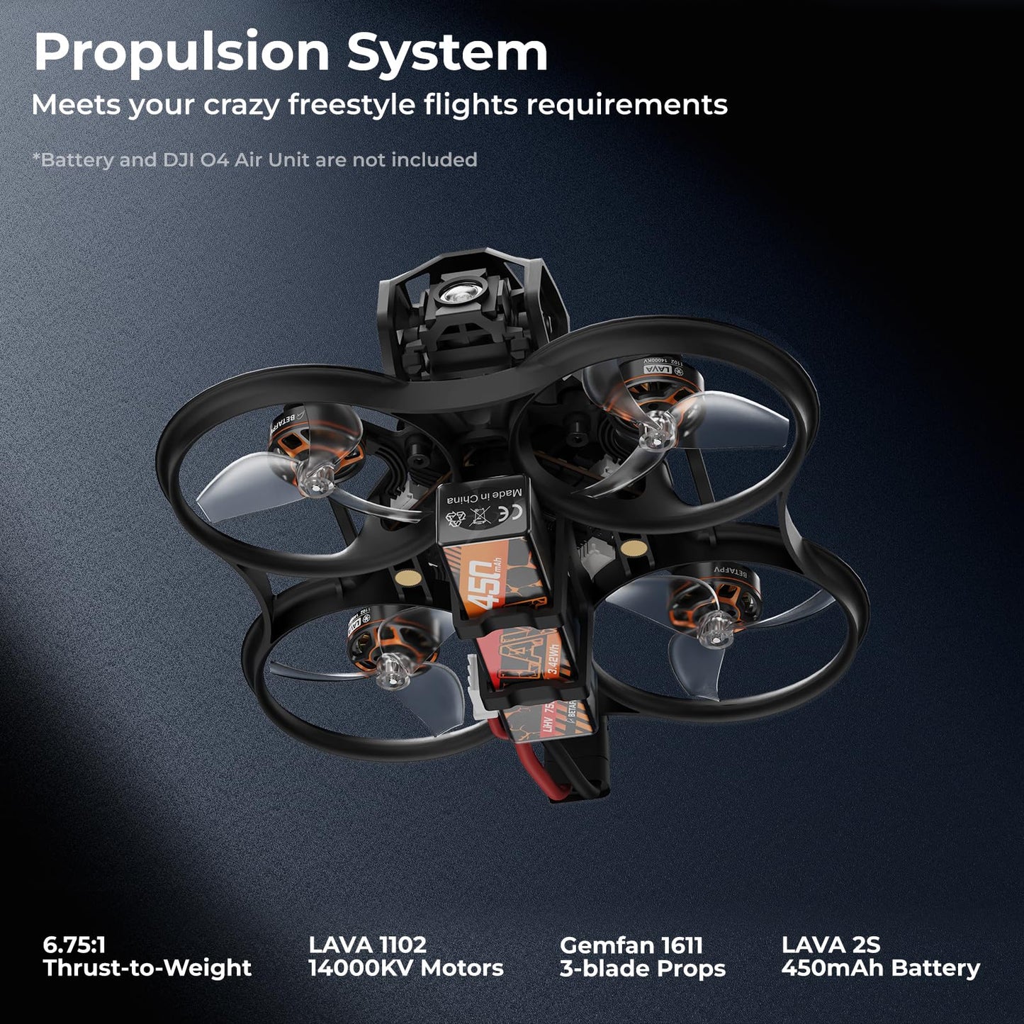 BETAFPV Pavo Femto Brushless Whoop Quadcopter, 2S Pocket Drone with HD VTX Bracket for DJI O4 Air Unit, F4 2-3S 20A FC, LAVA 1102|14000KV Motor, for Flying Smooth Aerial Photography Freestyle Flight