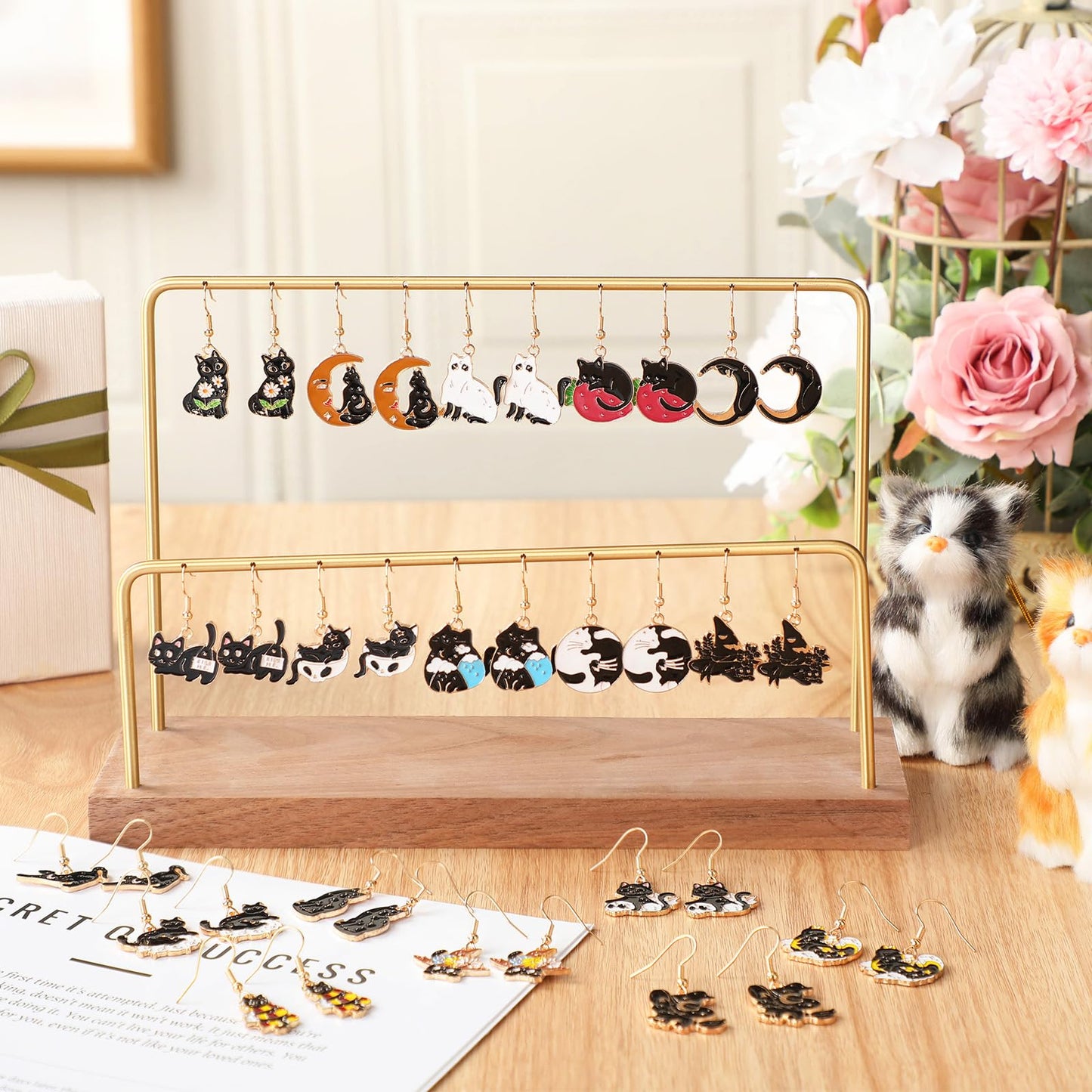 Nosiny 36 Pairs Halloween Earrings Bulk Funny Weird Studs Dangle Drop Earrings Cute Jewelry Sets for Women Teacher Gifts(Black Cat)