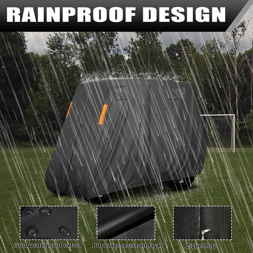 600D Heavy Duty 4+2 Seater Golf Cart Cover 6 Passenger, Golf Cart Cover 4 Passenger Extended Roof, Club Car Cover Lifted Golf Cart Storage Cover for 4 Seaters with 2 Bench Seats 138L 48W 66H Inches