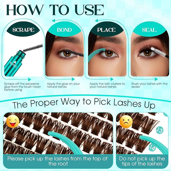 Brown Lash Clusters 280PCS Eyelash Clusters Natural Looking Individual Lash Extenison Fluffy Cluster Lashes DIY Lashes at Home by GEMERRY（80P-10-18mm-Brown)