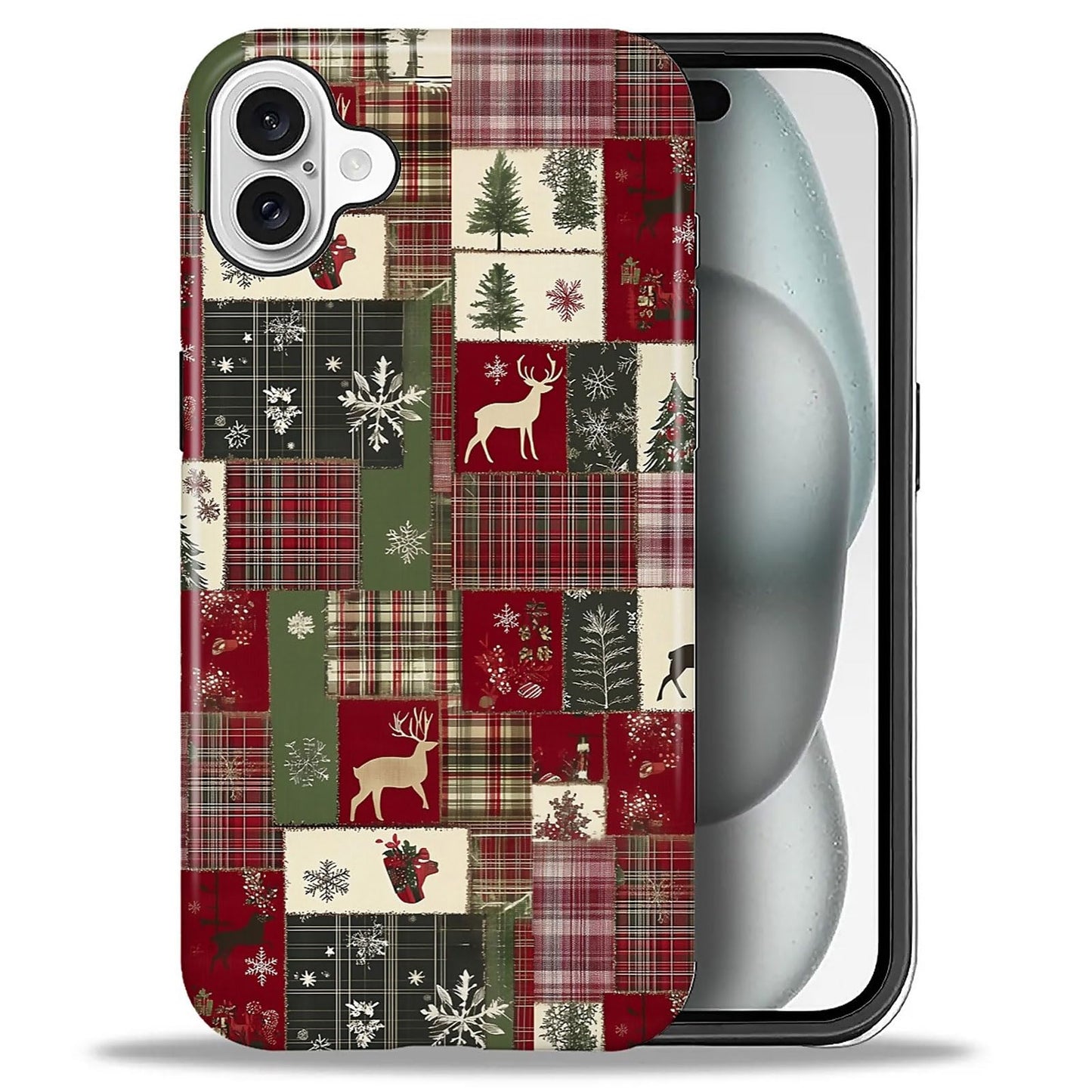 Goodsprout for iPhone 16 Case,Hybrid 2-Layer Hard Shell + Silicone Protective Case -Resistant Shockproof- Christmas Tree Deer Ch