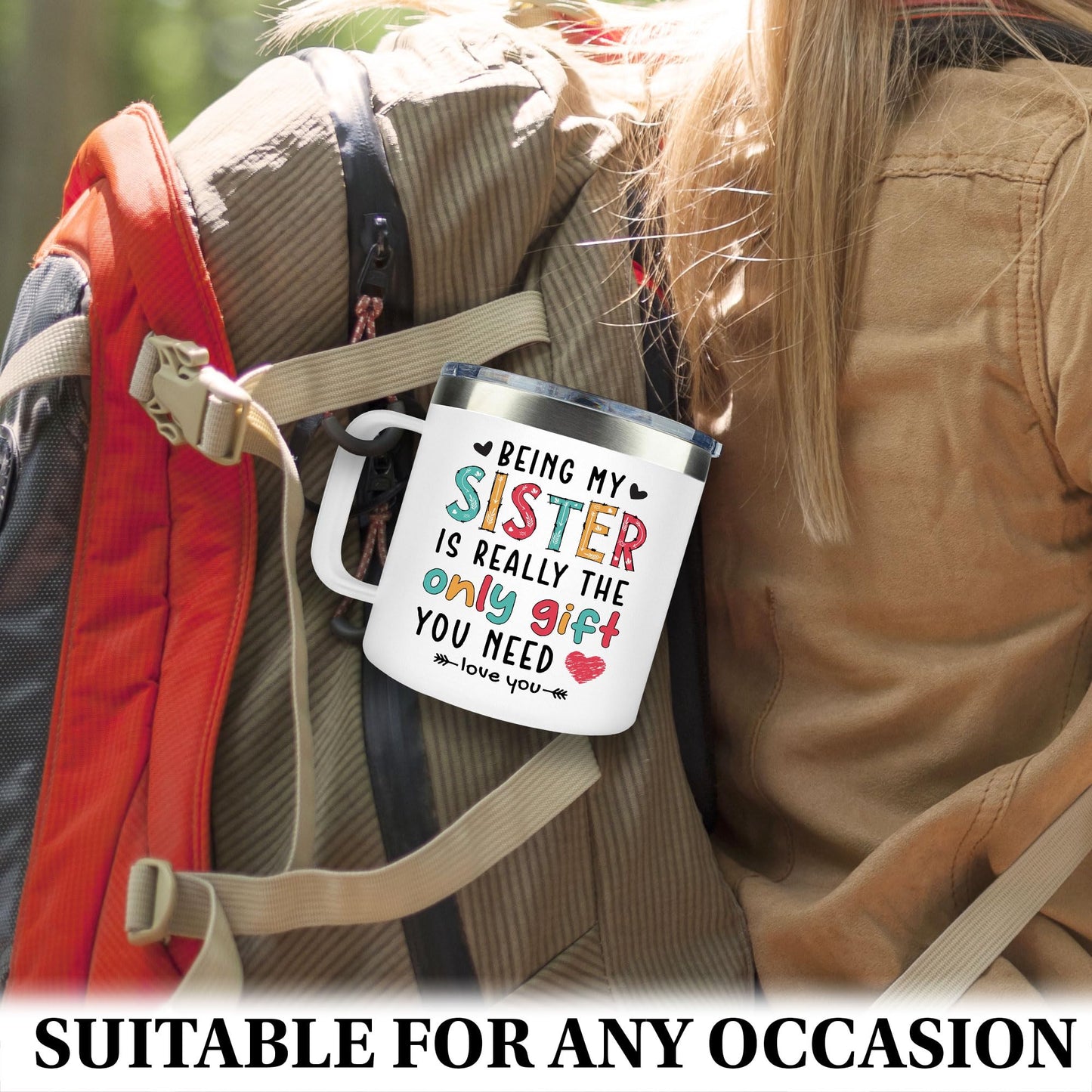 LIZAVY Gifts for Sister Birthday - Mothers Day Gifts for Sisters - Sister Birthday Gift Ideas, Cool birthday gifts for sisters - Best sister Mug, 14 OZ Stainless Steel sisters Coffee Mug