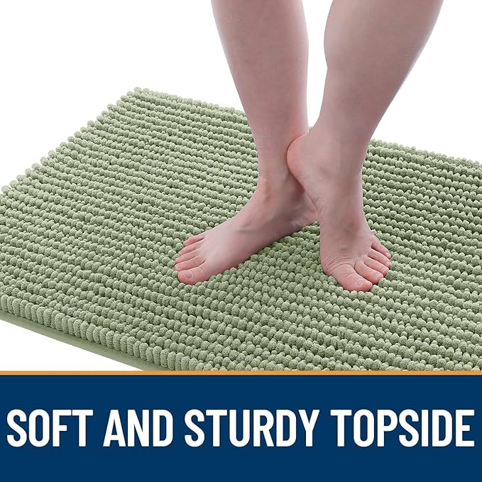 OLANLY Dog Door Mat for Muddy Paws 24x16, Ultra Absorbent Chenille Mud Doormat, Non-Slip Washable and Dirt Trapping Doormat for Indoor Entryway, Quick-Dry Indoor Pet Bed Mats for Dogs, Sage Green
