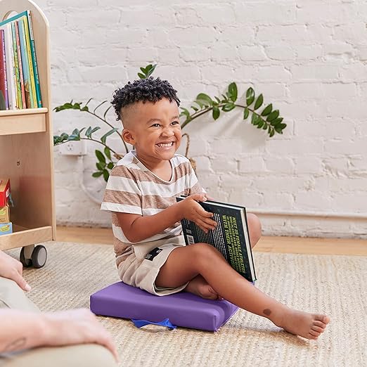 ECR4Kids SoftZone Floor Cushions, Square, Flexible Seating, Purple, 6-Piece