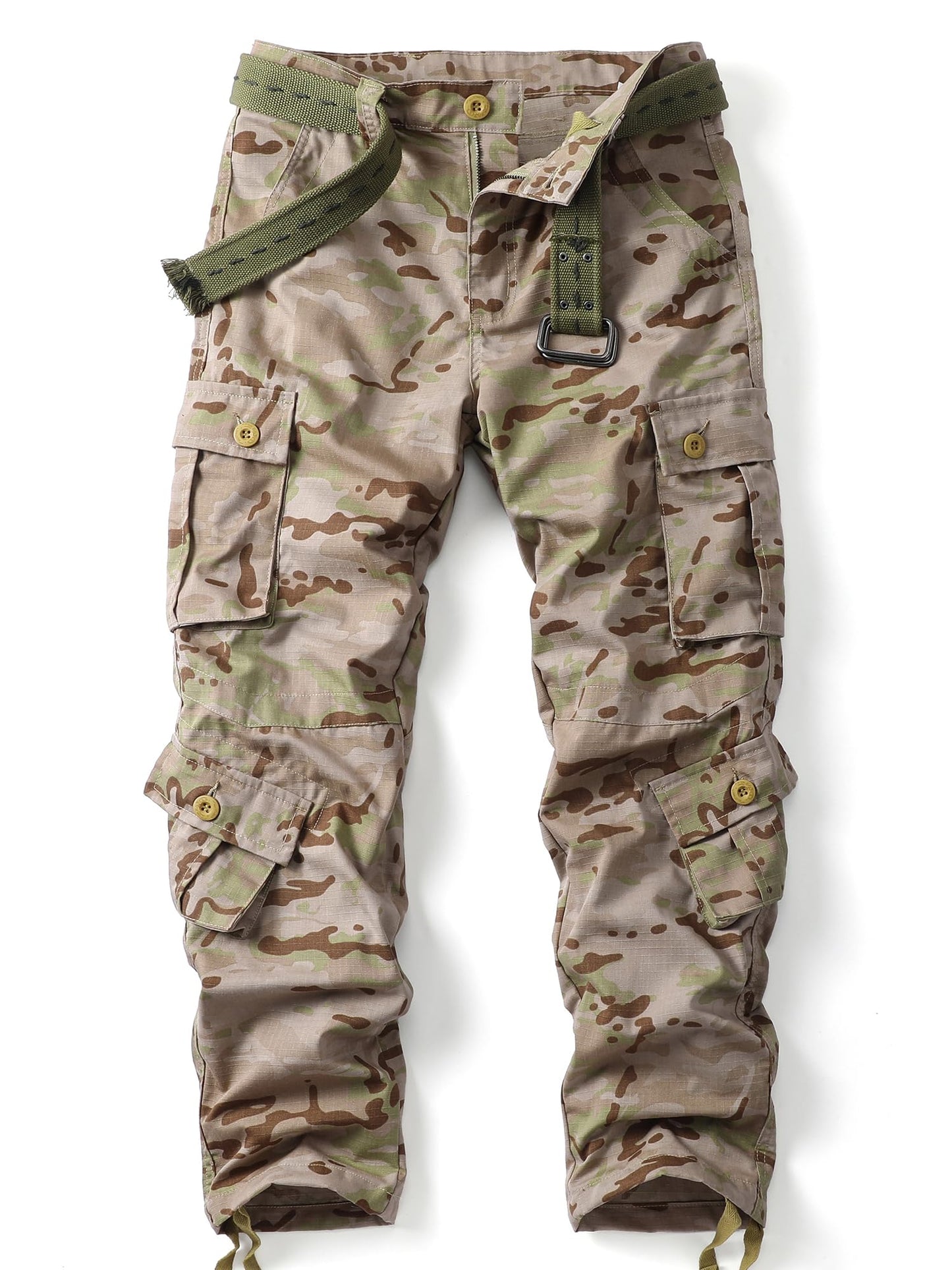 AKHIKING Men's Camo Cargo Work Pants Ripstop Lightweight Wild Army Military BDU Outdoor Trousers with 8 Pocktets (No Belt) 28