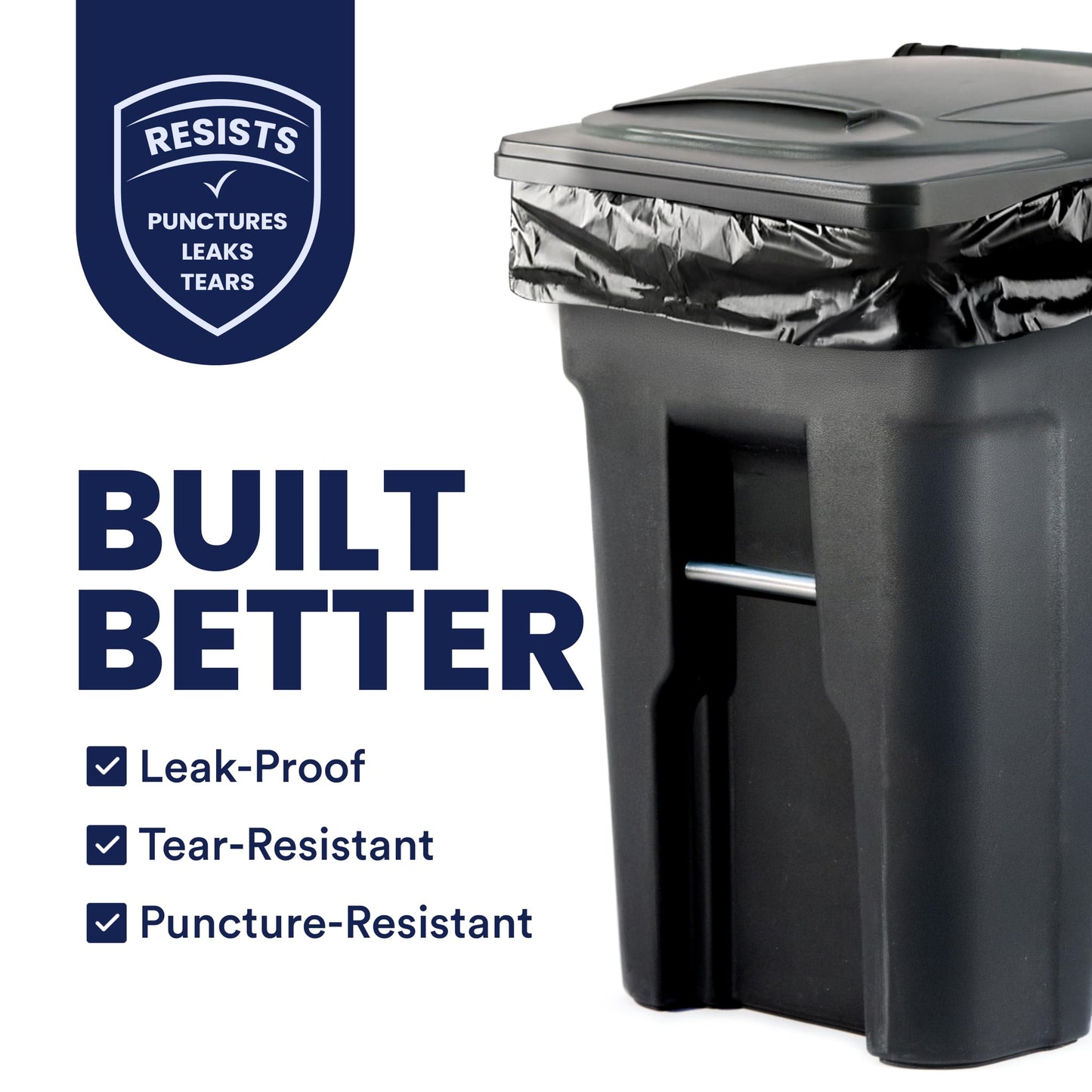 Plasticplace 95-96 Gallon Heavy Duty Trash Bags, Garbage Bags, Puncture-Resistant, Fits Rollaway Cans & Drums, Durable Large Plastic Bags (50 Count)