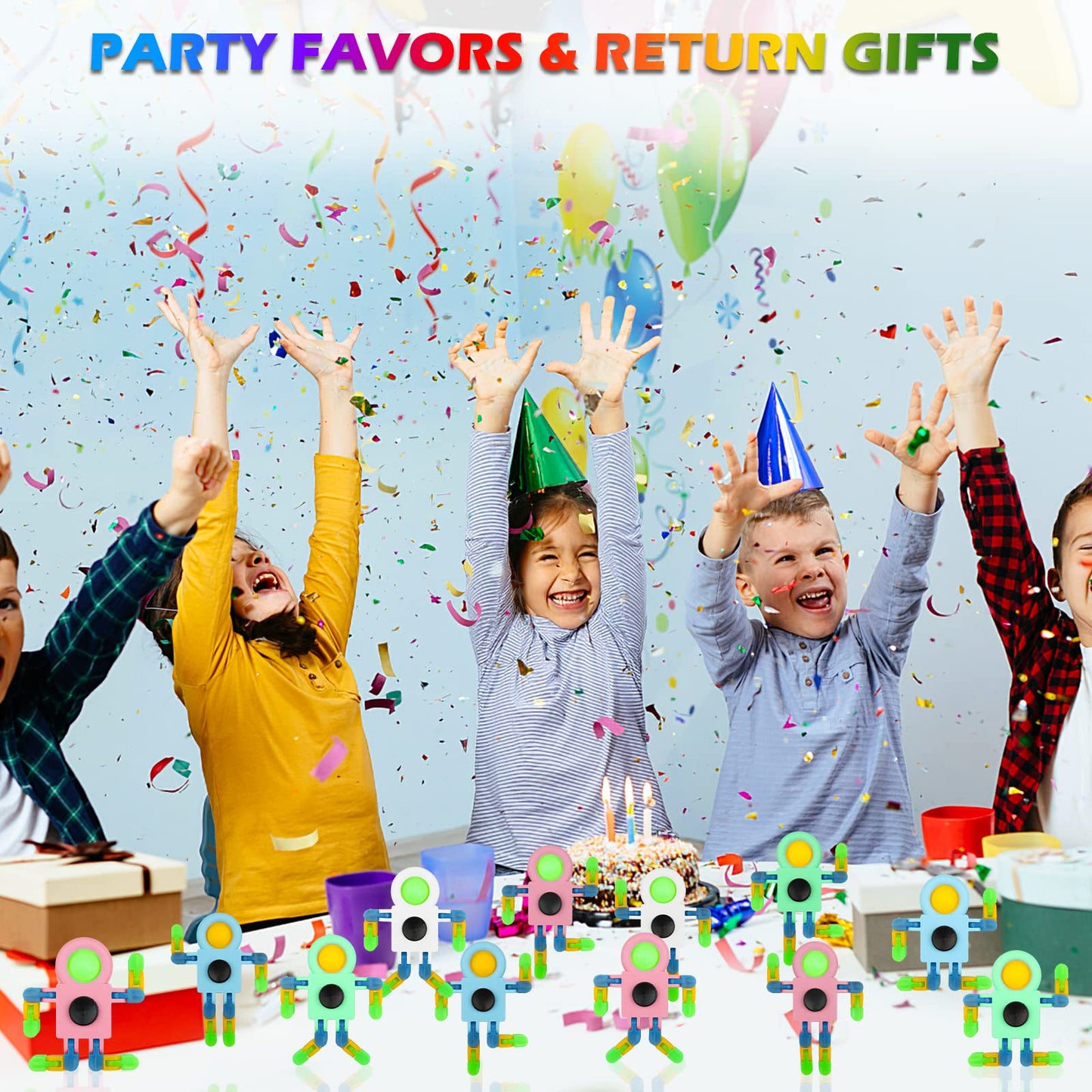 SoulLife 24 Pack DIY Popper Chain Fidget Spinners, Stress Relief Anxiety Reduction Fidget Toys Bulk, Birthday Return Gift Party Favors Classroom Prizes Student Gifts Basket Stocking Stuffers for Kids