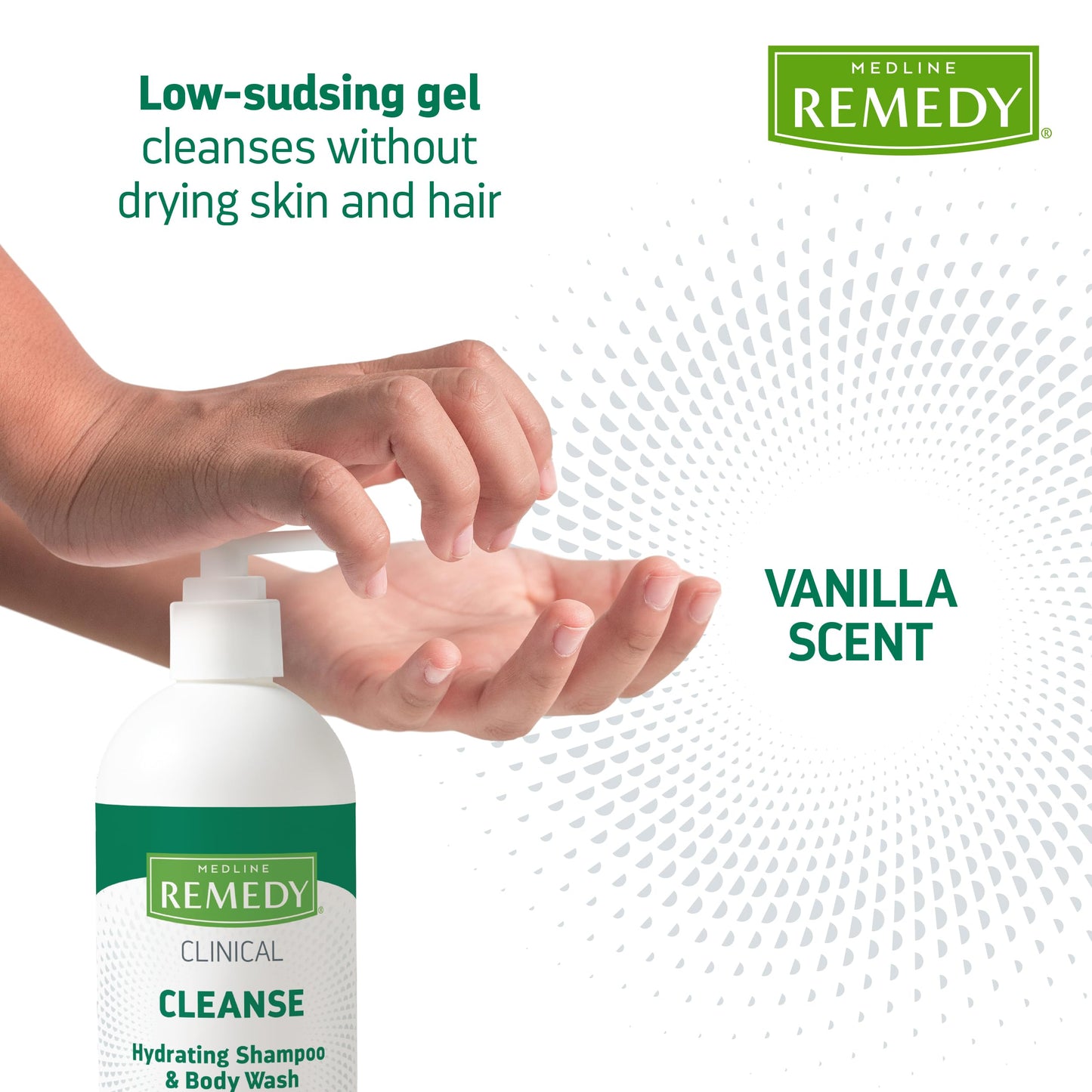 Medline Remedy Clinical Hydrating Shampoo & Body Wash (16 fl oz), Vanilla Scent, Cleanser, No-Rinse, Adults, Kids, Shower Or Bed