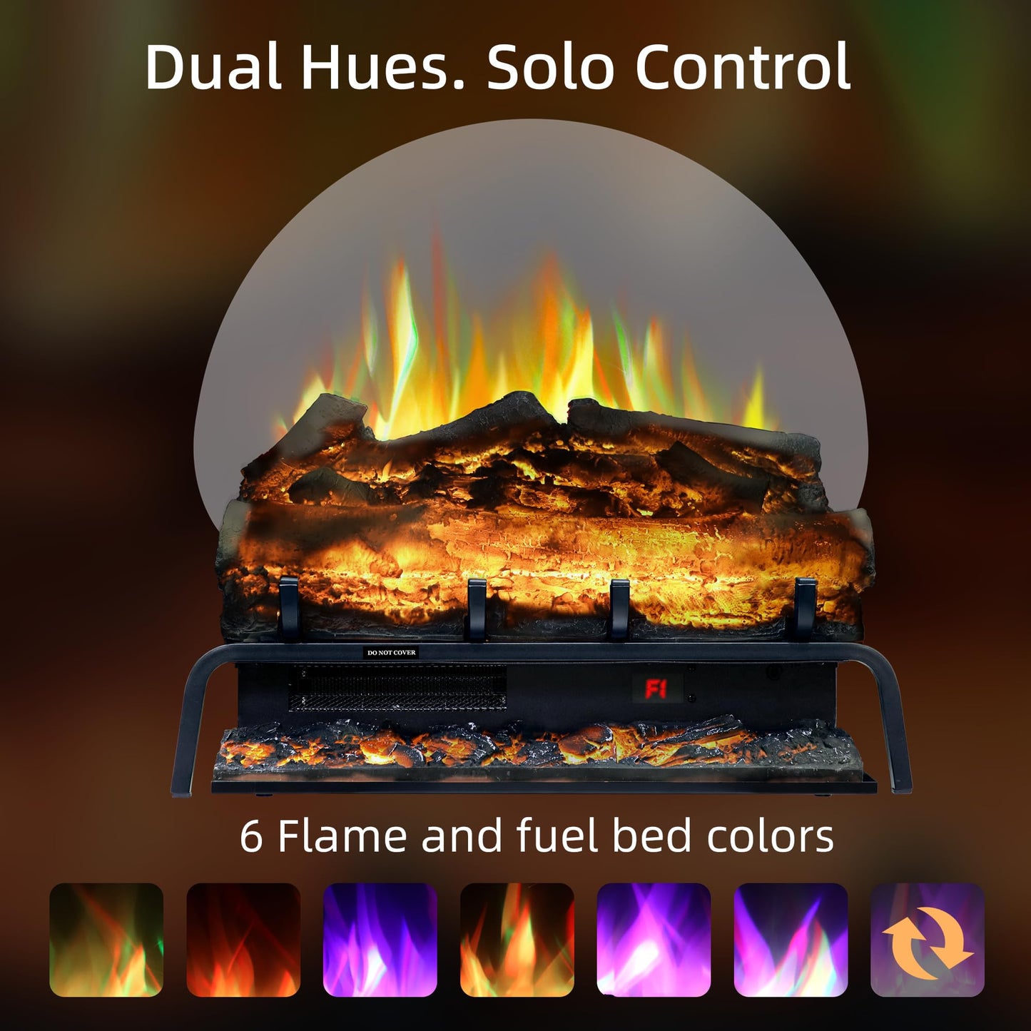Kentsky 24.5" WiFi Freestanding Electric Fireplace Log Set, Fireplace Insert Heater with 9H Timer, Thermostat, 6 Flame Colors, 5 Levels Brightness & Speeds, 750W/1500W, App & Remote Control
