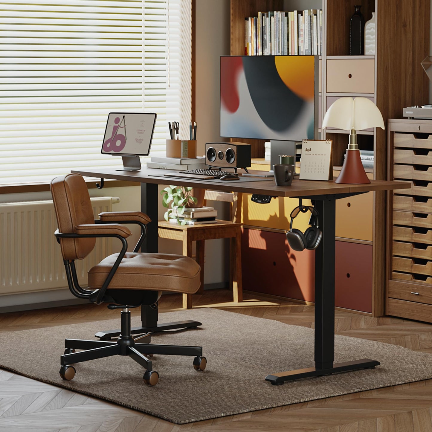 Agilestic Electric Standing Desk, 48 x 24 Inches Height Adjustable Desk, Sit Stand up for Work Office Home, Ergonomic Rising Computer Table with Memory Preset, Dark Walnut
