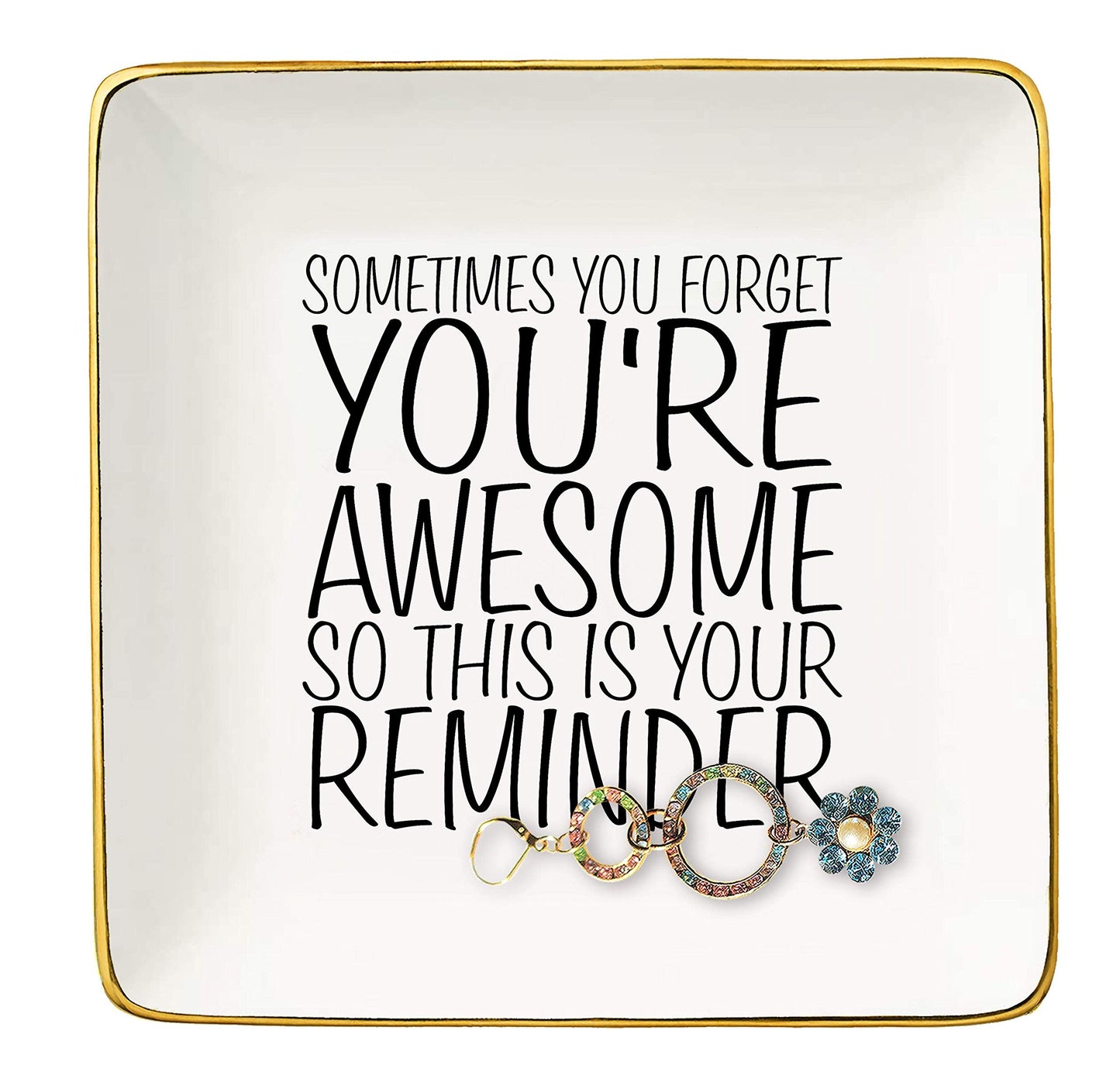 Topthink You are Awesome Gift - Ceramic Jewelry Holder Ring Dish Trinket Tray - Inspirational Birthday Graduation Christmas Gift