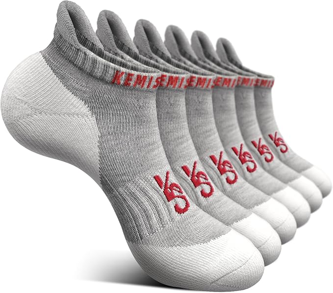Mens Socks 6 Pairs-Athletic Ankle Socks Cushioned No Show For Men Running-Arch Compression Support