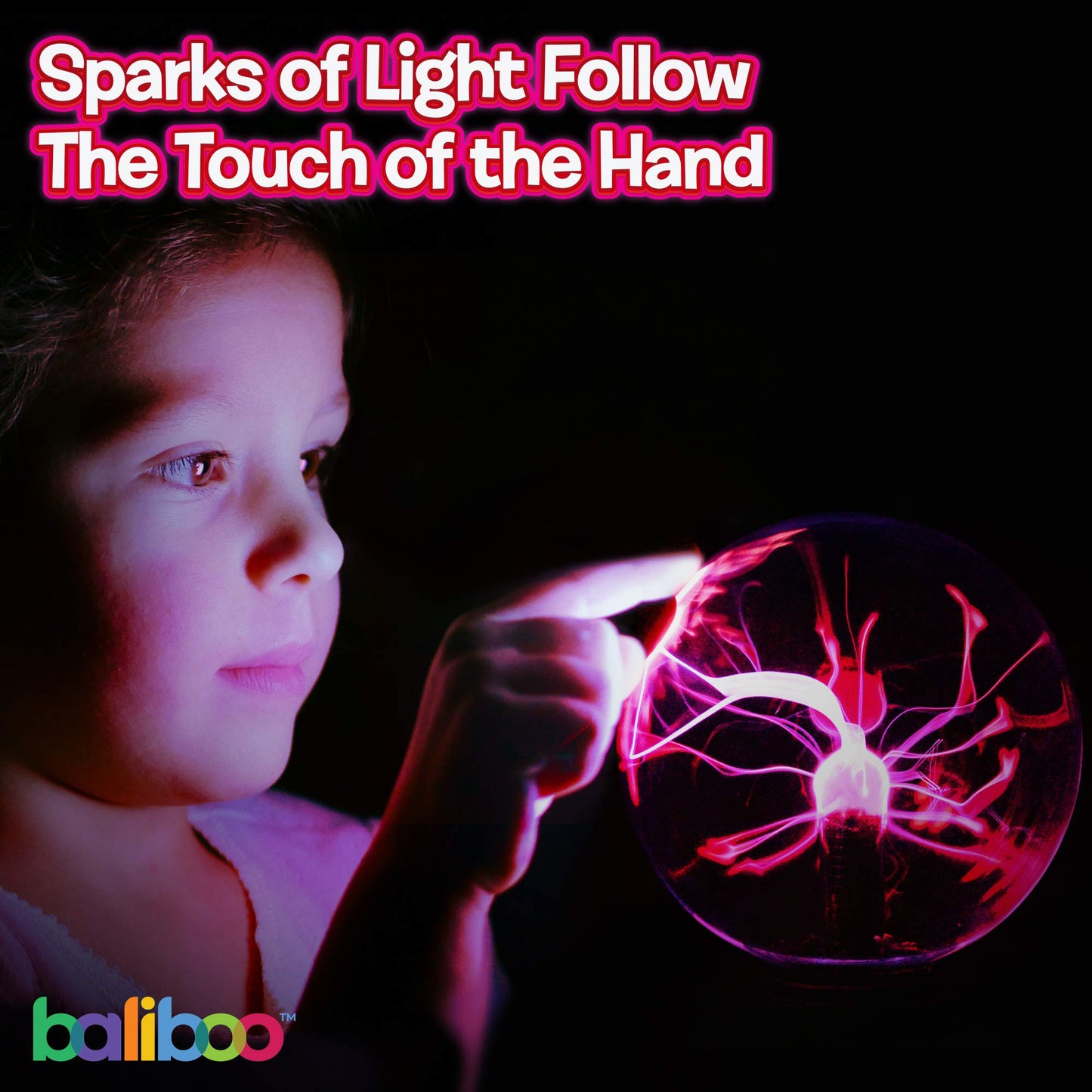 BALIBOO 6" Plasma Ball Light – Touch Activated Lightning Globe – 12V Power Adapter Plug Plasma Globe Lamp – Interactive Science Static Electricity Ball, Christmas Stocking Stuffers for Teens and Kids