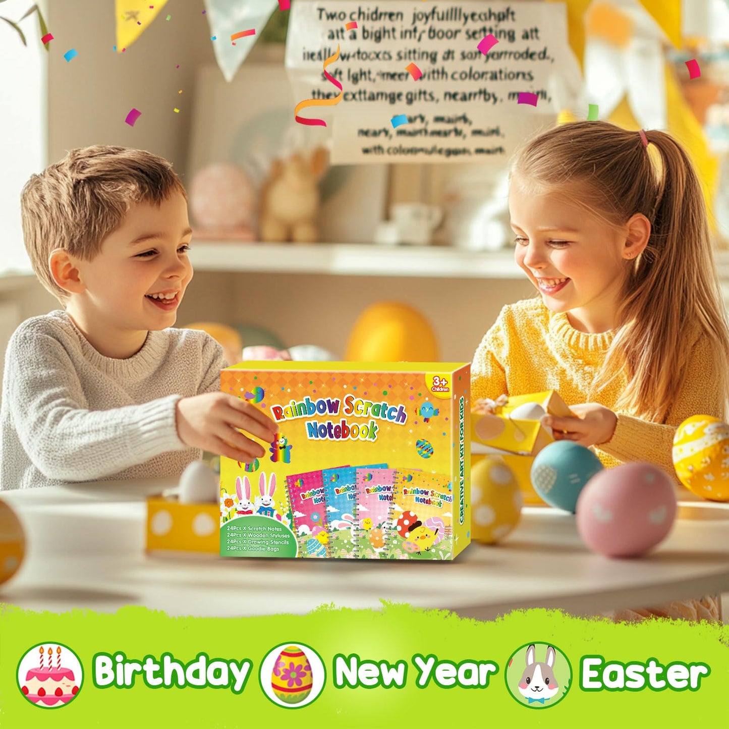 Party Favors for Kids 4-8-12: 24 Pack Scratch Rainbow Art Crafts Notebook, Coloring Book Goodie Bags Stuffers Kit, Bulk Birthday Gift Classroom Prizes Girl Boy Toddler Easter