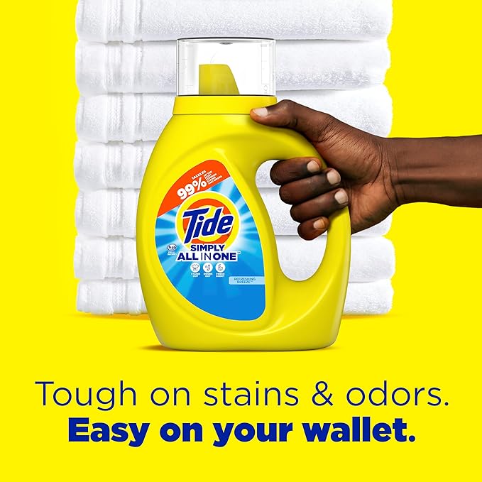Tide Simply All-In-One Liquid Laundry Detergent, Refreshing Breeze Scent, 6 Loads, 10 fl oz