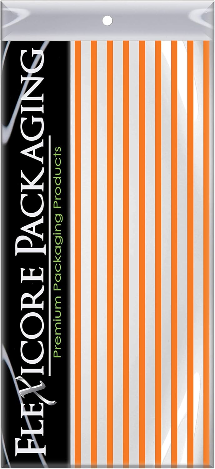 Flexicore Packaging Orange Pin Stripe Print Gift Wrap Tissue Paper Size: 15 Inch X 20 Inch | Count: 50 Sheets | Color: Orange Pin Stripe