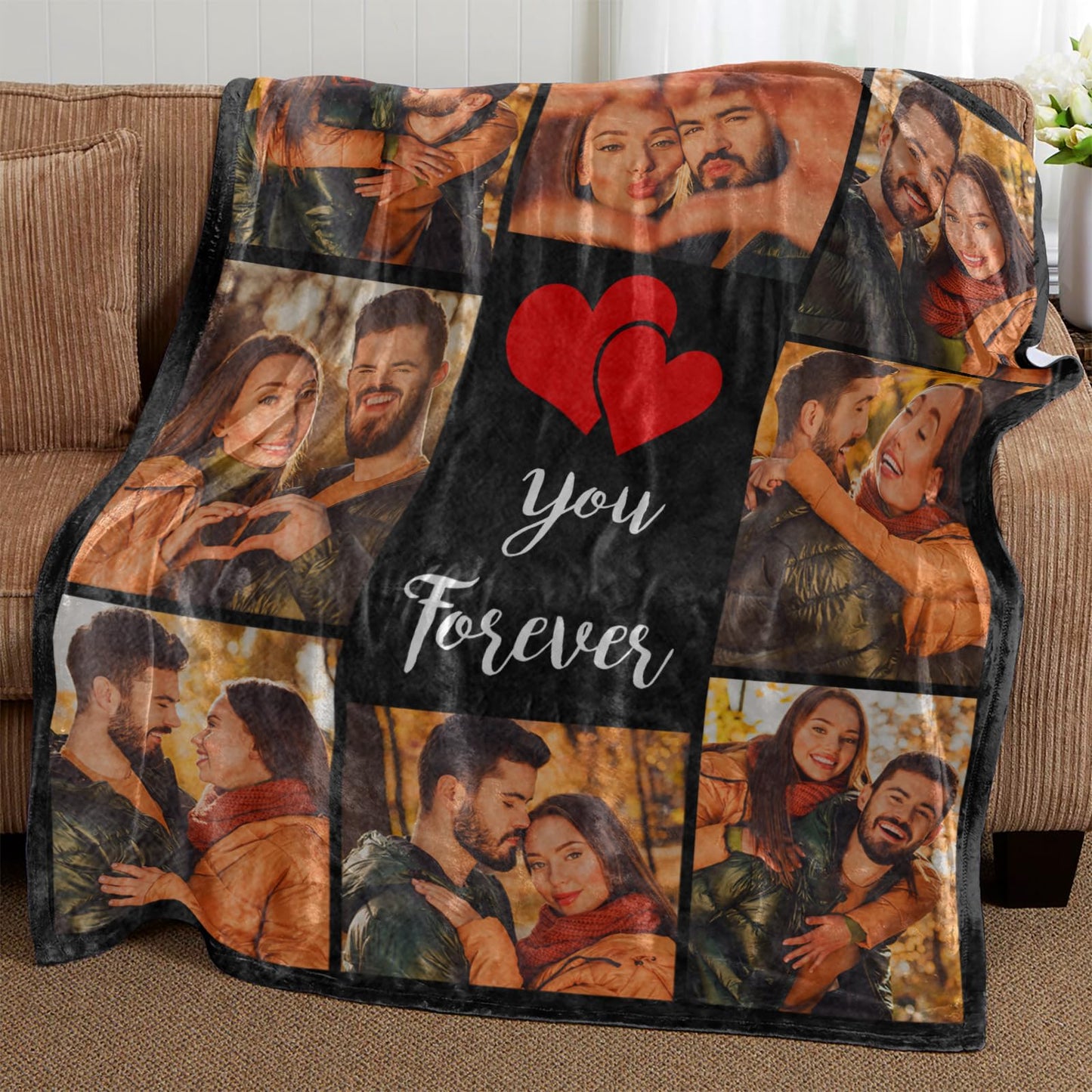 Yoltotude Ships Next Day Custom Blanket with Picture Text Personalized Throw Blanket Photo Collage Blankets Customized Valentines Day Gifts for Couple Girlfriend Boyfriend Her Him Wife Husband