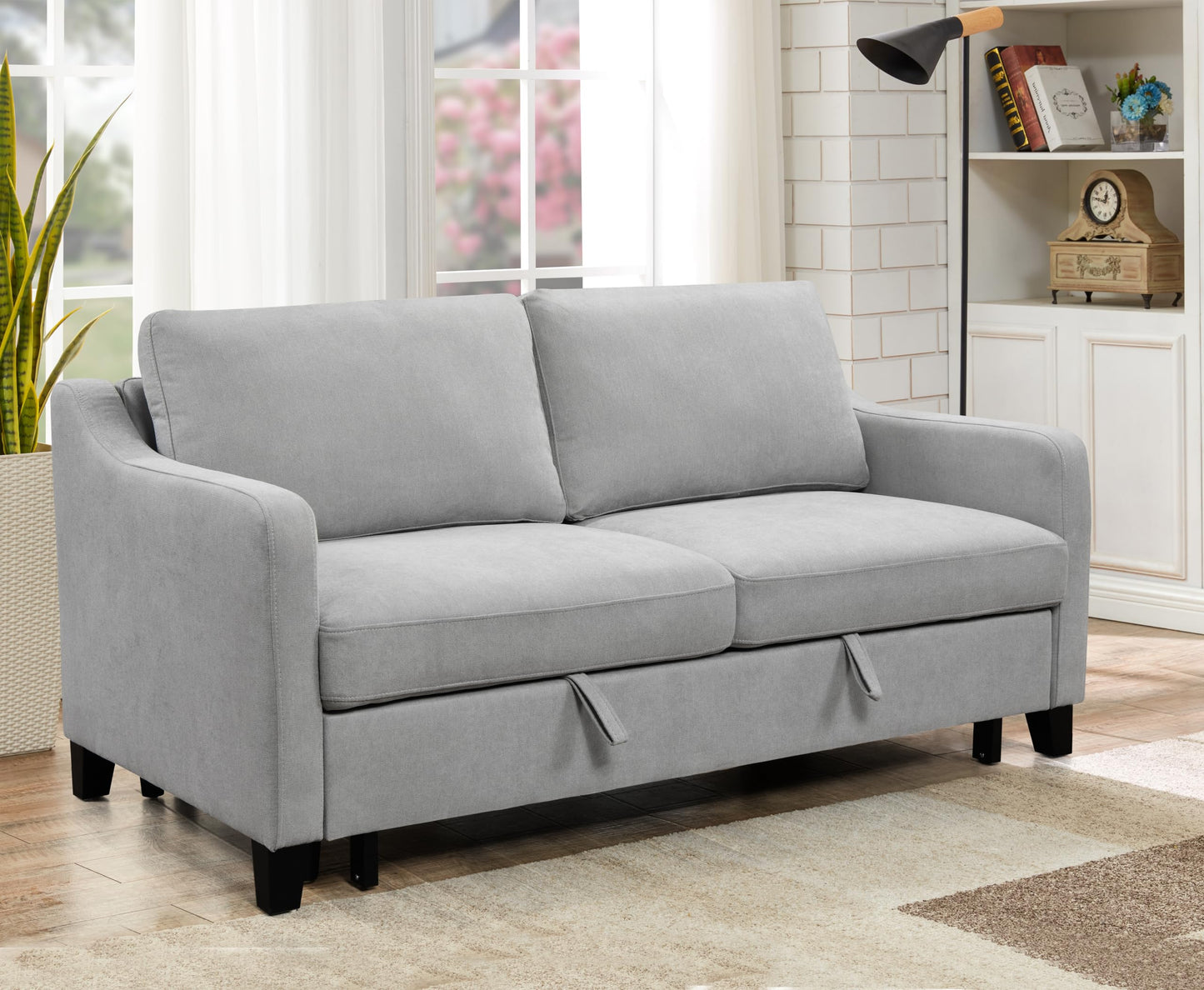 ZIGHTH 69'' Queen Size Sleeper Sofa Couch with Pullout Bed, Convertible Futon Loveseat Sofas with Adjustable Backrest, Comfy Couches Beds for Living Room, Light Grey