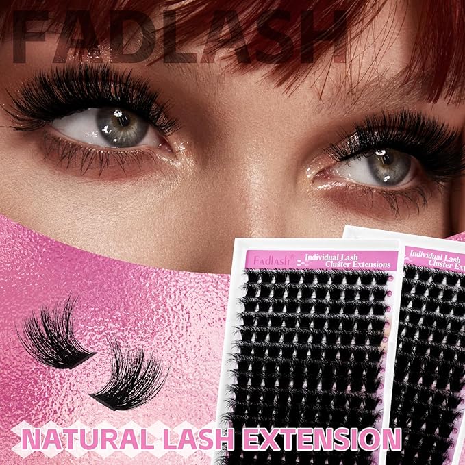 FADLASH Lash Clusters 200D Thick Eyelash Clusters D Curl Volume Cluster Eyelash Extensions 12-18mm Individual Lashes 3D Effect DIY Lash Extension Clusters (200D-0.07-D,12-18mm)