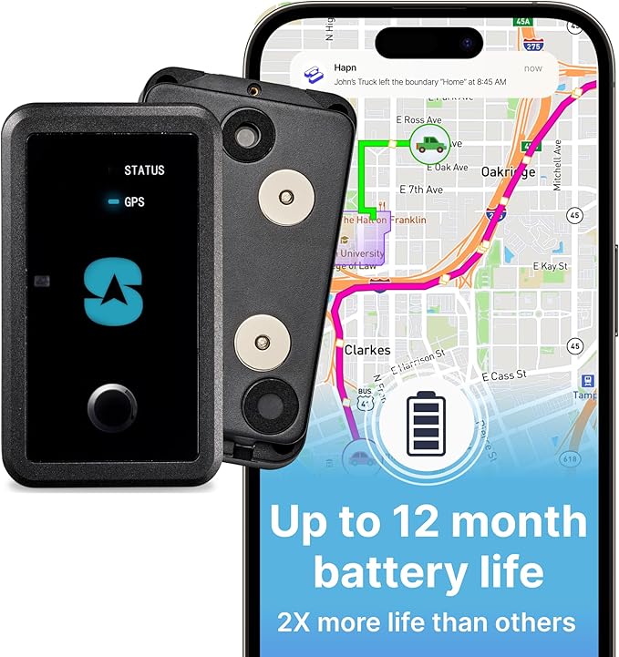 Spy Tec Atlas XL GPS Tracker w/Magnetic Mount | 12-Month Battery for Long-Term Tracking | Hidden Weatherproof GPS Tracker ...