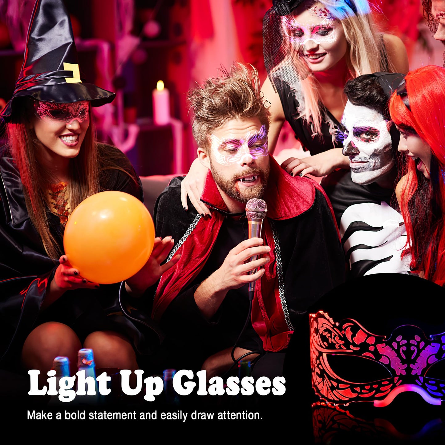 Oybete 2 Pairs Light Up Glasses For Party LED Masquerade Mask Cosplay Costume Neon Sunglasses Festival Accessories,Gifts (Cool Glasses)
