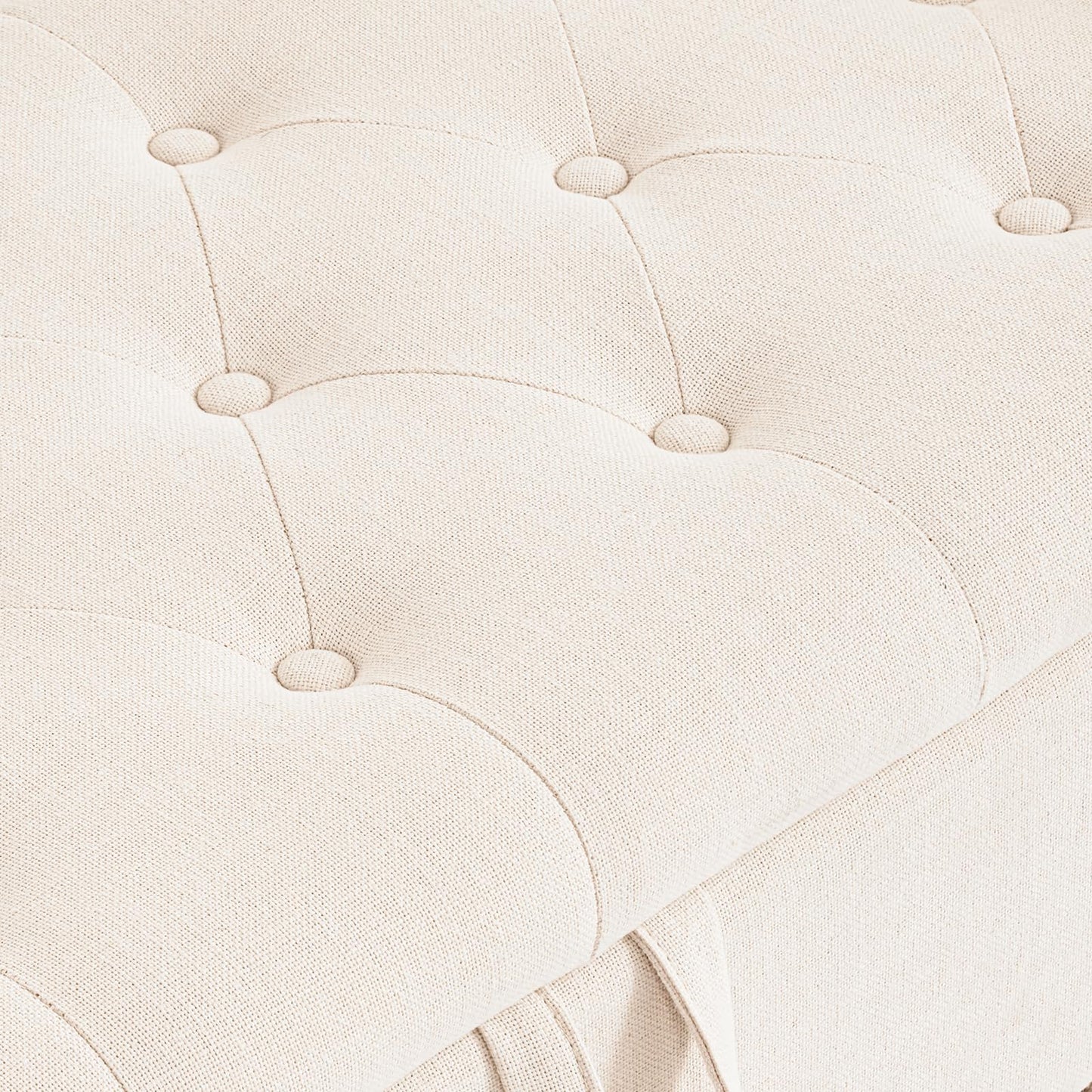 Furniliving 51” Storage Benches, End of Bed Bench with Button-Tufted Large Upholstered Storage Ottoman Linen Window Bench with Storage Shoe Cabinet Bench, for Bedroom, Entryway, Closet, Beige