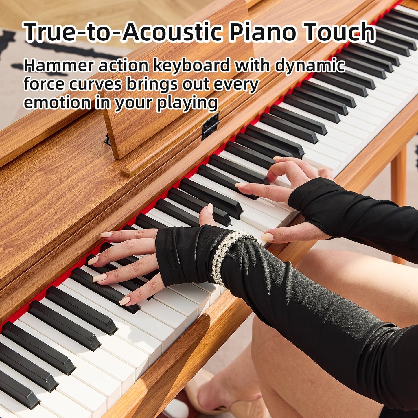 Melentro 88 Key Digital Piano, Hammer-Action Full Size Weighted Keyboard, Transforms Between Desk Cover Electric Piano and Vanity, Piano Keyboard with Stand, 25Wx2 Speakers, Three Pedal ﻿