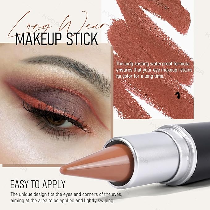 KYDA 2 Pcs Gel Eyeliner, Natural Eyeliner Cream for Older Women, Waterline Matte Eye Liner with Brushes, Waterproof Smudge Proof Smoky Eyeshadow, Multiuse Eyes Makeup Stick, Dark Skin