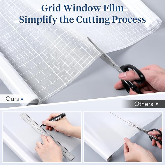 Haton Window Privacy Film Frosted Glass for Bathroom, Static Cling UV Sun Blocking Window Clings, Opaque Decorative Coverings Removable Sticker Heat Control Tint for Home Door, Pure 35.4" x 78.7"