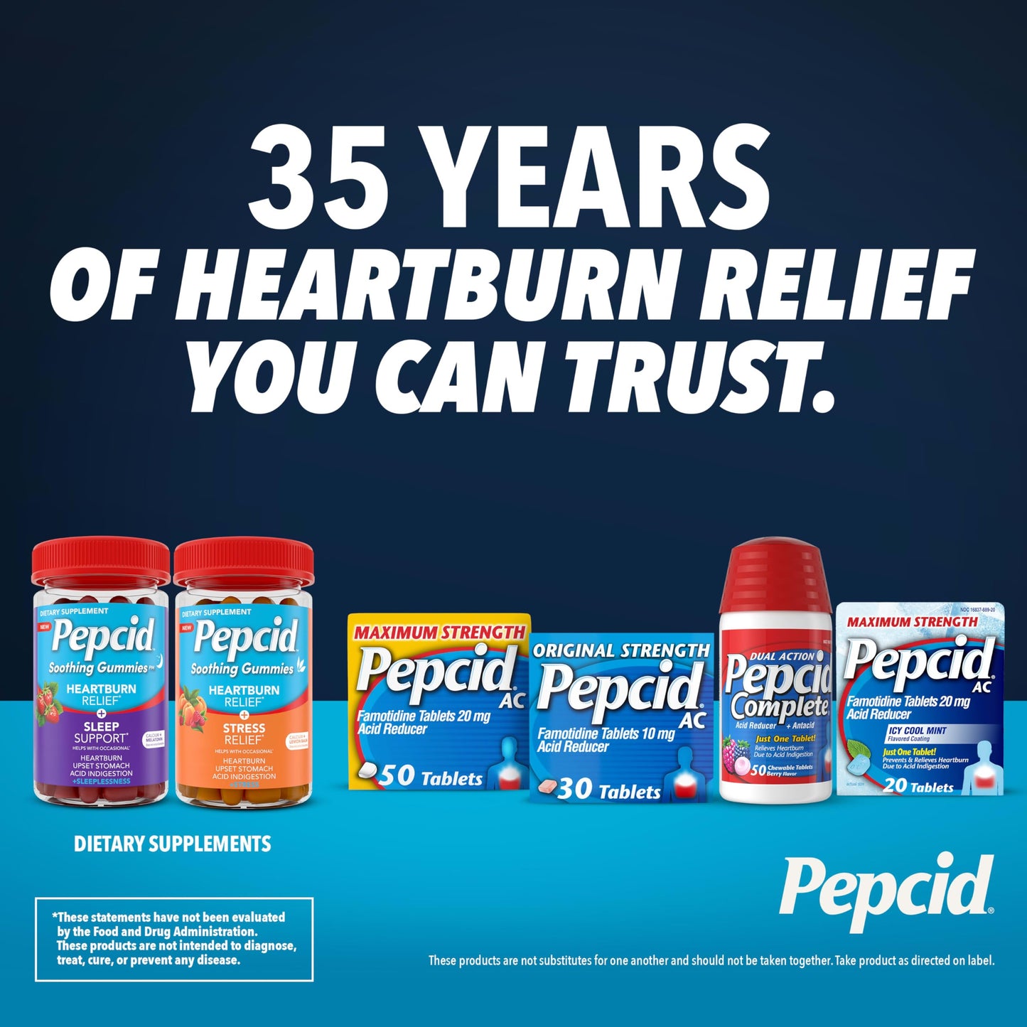 Pepcid Complete Acid Reducer + Antacid Chewables, 10mg Famotidine, 800mg Calcium Carbonate & 165mg Magnesium Hydroxide per Heartburn Medicine Tablet, Berry Flavored, 70 ct