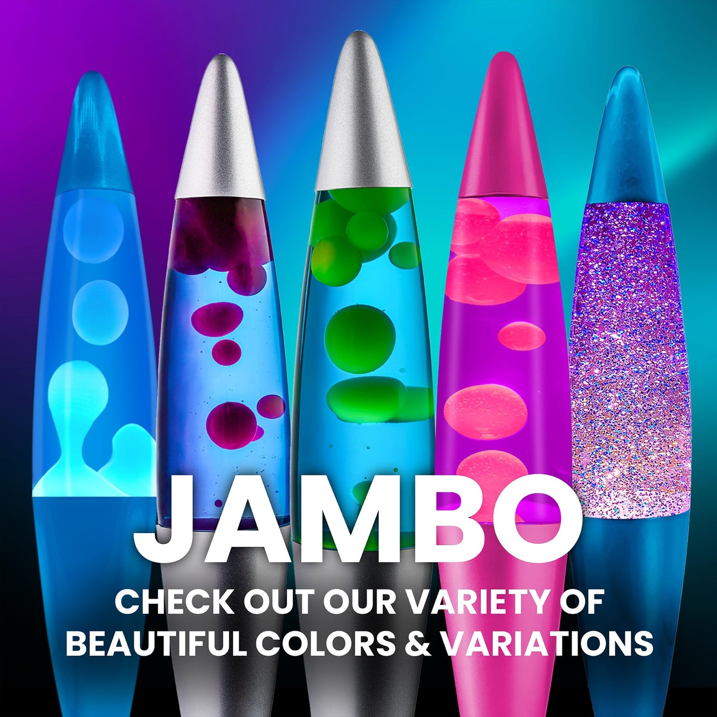 JAMBO 16" Beautiful Lamp- Purple with Pink Wax, Relaxing Liquid Light, Night Light Nightlight, Home Decor Living Room Office Bedroom Lamp for Adults Teens Kids, Magma Motion