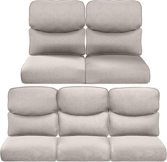 ACTREST Pop 22x25/22x24 Outdoor Cushions for Patio 5 Piece Set - Set of 5 Water-Resistant Outside Cushion for Rattan Dining Rocking Swivel Chairs Loveseat Couch Sectional Sofa - Beige/Smile