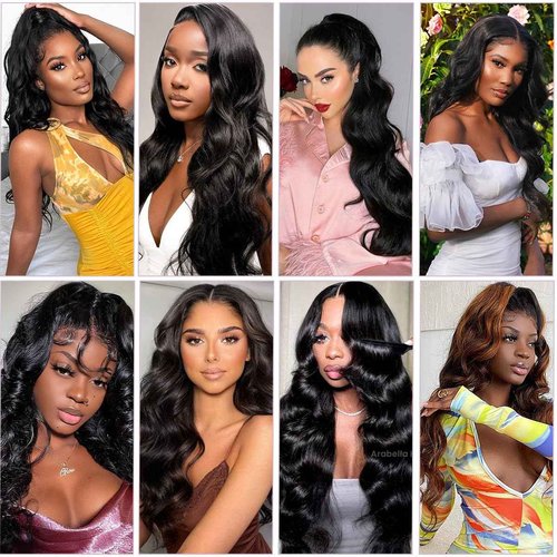 Human Hair Bundles Body Wave Bundles Human Hair 12A Grade 100% Unprocessed Brazilian Virgin Hair 3 Bundles Human Hair Extensions for Black Women Natural Color 16 18 20 Inch