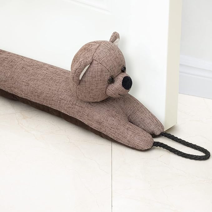 Marwood Under Door Draft Stopper Decorative Wind Stopper 48 inch for Door & Window, Weighted Animal Air Draft Stopper Snake Noise Blocker for Bottom of Door with Hanging Loops - Bear