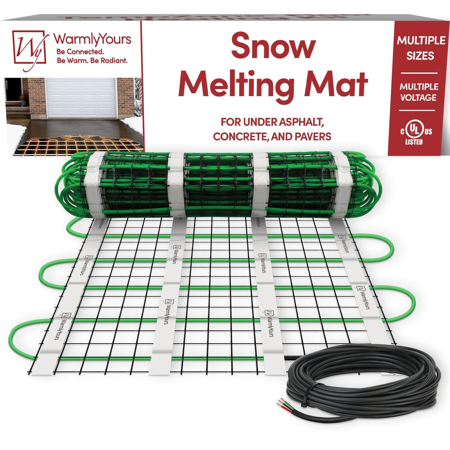 Warmlyyours 3X20 Ft. Electric Ice And Snow Melting Mat 240V 3000 Watts - Embedded Under Asphalt, Concrete, Or Pavers - Radiant H