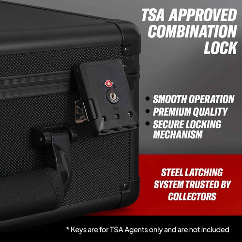 Hobby Defense Graded Card Case, 3 Row, TSA Combination Lock, Duraguard Foam, PSA Slab Case for Graded Cards, Made for Card Shows - Black