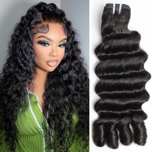 15A Burmese Deep Wave Bundles Human Hair 24 Inch 1 Bundle Tangle Free Unprocessed Brazilian Virgin Hair Weft with Spiral Curly End for Women Deep Wave Human Hair Weft Extensions