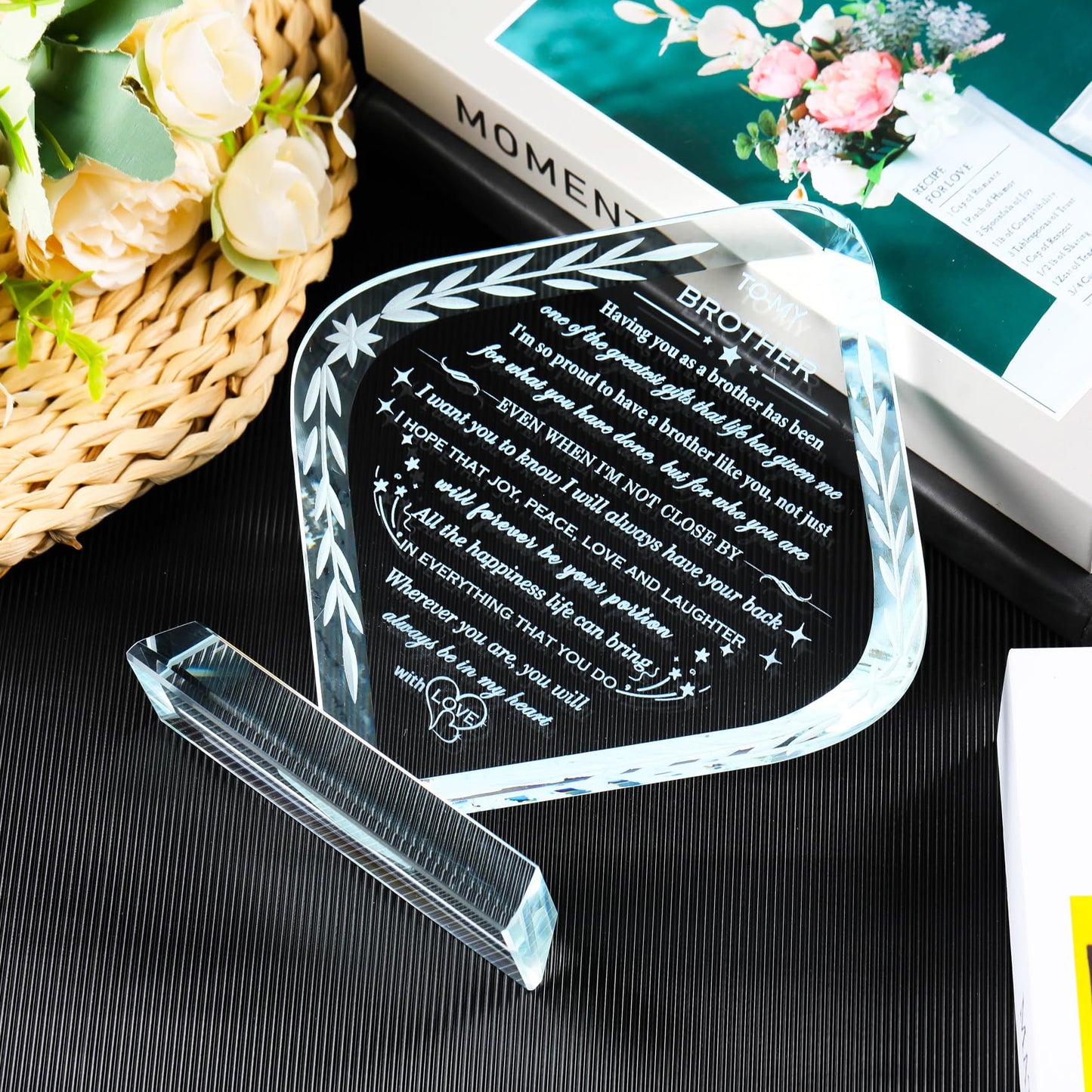 Gifts for Brother Meaningful Brother Birthday Gifts from Sister Brother Laser Engraved Crystal Keepsake for Best Fathers Day Christmas Graduation Gift for Brother Adult