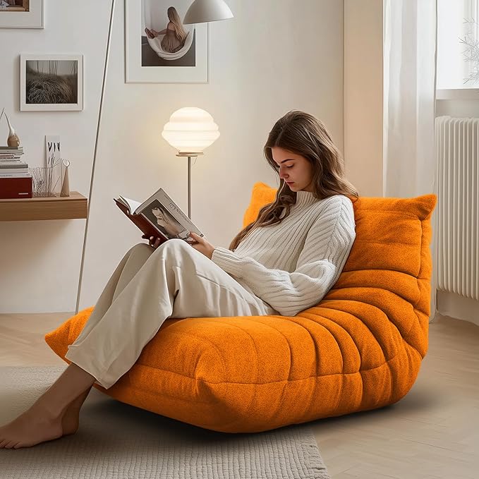 Bean Bag Chair for Adults, Fireside Togo Chair, BeanBag Chairs for Teens with High-Resilience Memory Foam, Non-Slip Base Compression Floor Lounge Sofa for Living Room, Bedroom