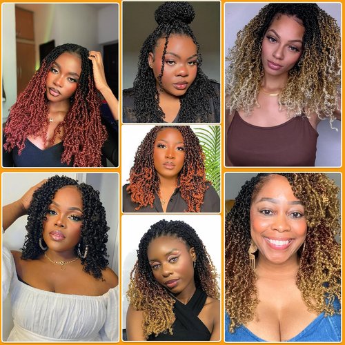 18 Inch Pre-Looped Yanky Twist Crochet Hair, 30 Strands/Pc, Mini Passion Twists, Senegalese Braiding Hair (Natural Black, 8 Pcs/Pack)