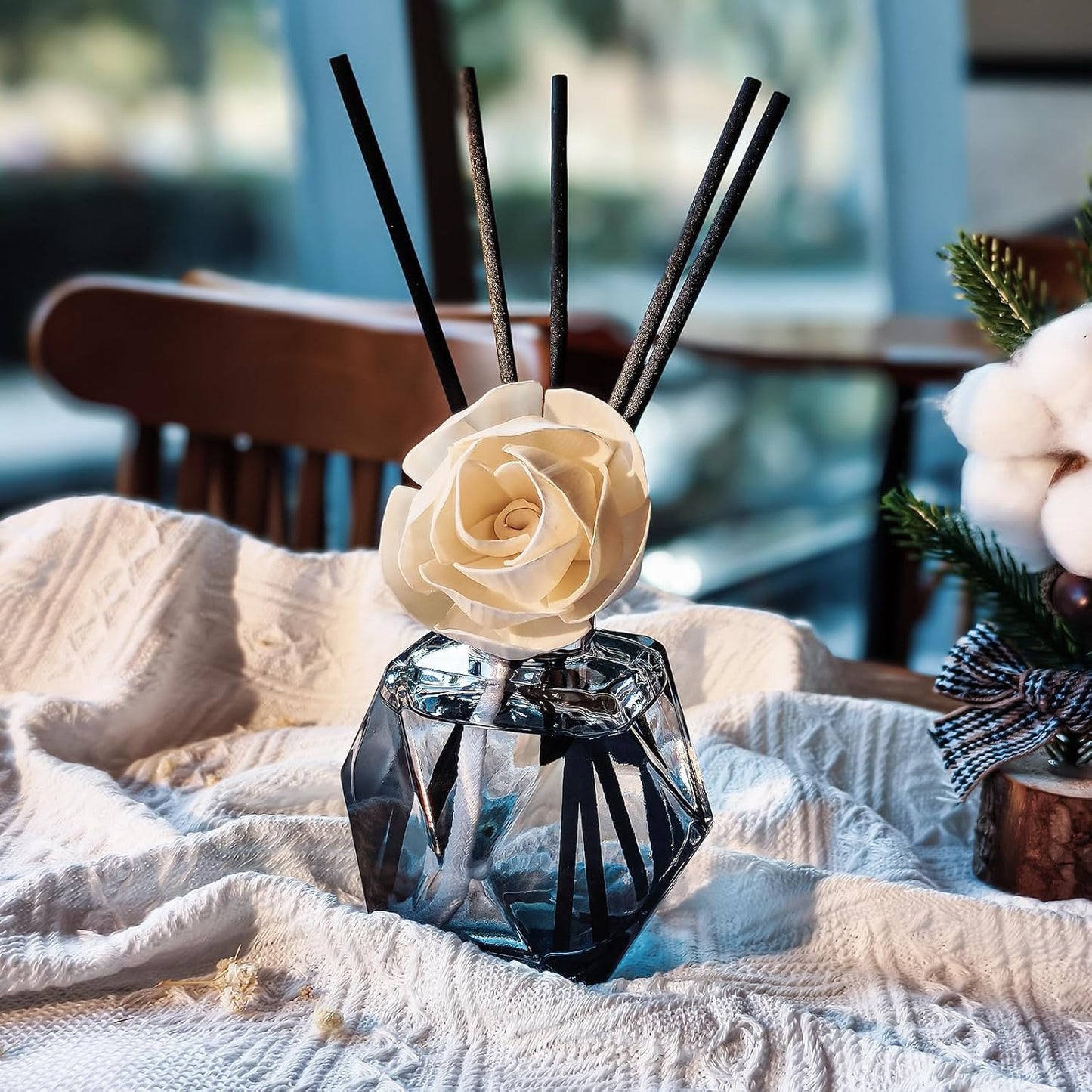 Brakula Reed Diffuser Set, 6.09 fl oz (180 ml)- Fresh Linen with 8 Reed Sticks, Home Fragrance Reed Diffuser for Bathroom Shelf Decor