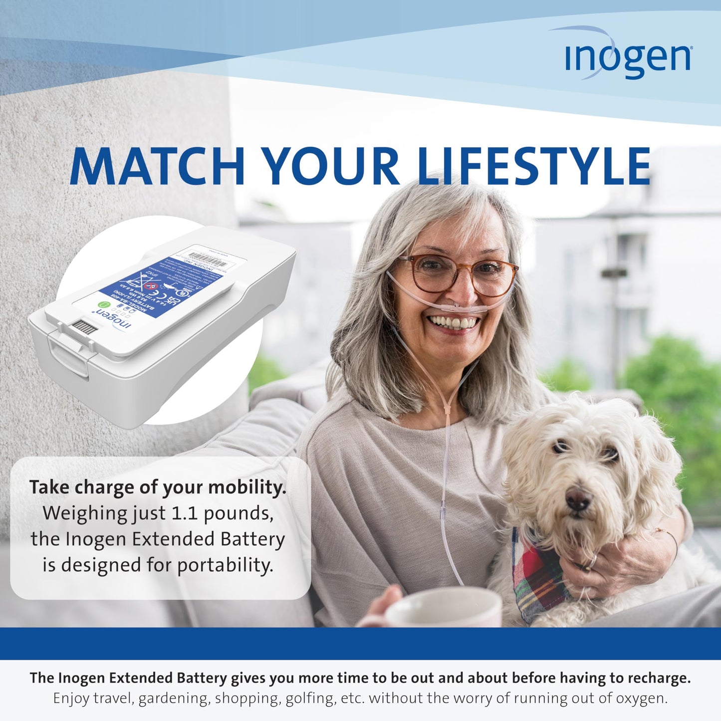 Inogen Extended (8-Cell) Battery - Replacement Battery - for The One G4 Rove 4-1.1 lb. - 5.91 x 2.68 x 1.34 in.