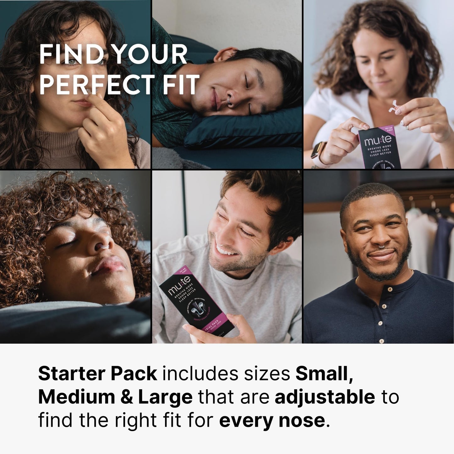 Rhinomed Mute Nasal Dilator Snoring Solution | Starter Pack | Snore Less & Sleep Better | Nasal Strip Alternative | Comfortable Breathing Aids for Better Sleep & Improved Airflow