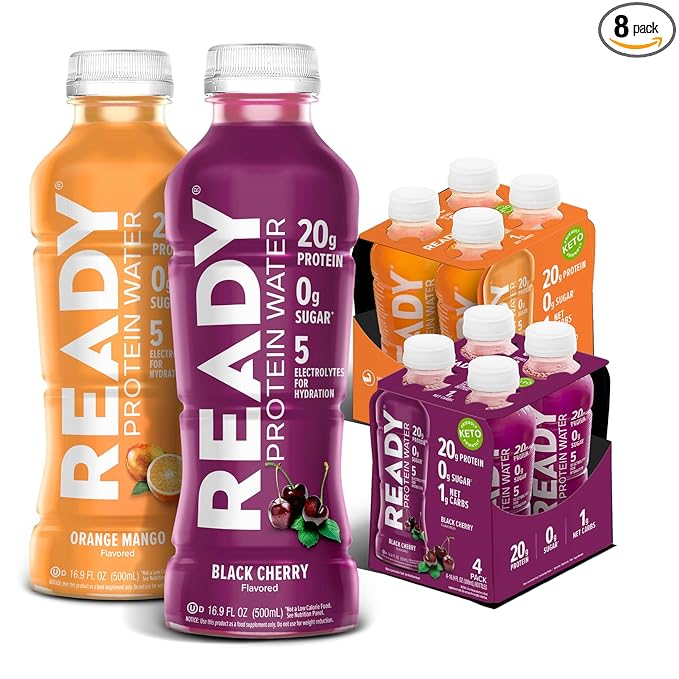 Ready® Clear Protein Water – 20g Whey Protein Isolate, Zero Sugar, Low-Calorie Sports Drink for Hydration & Recovery – Ele...