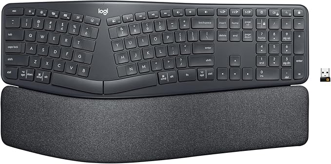 Logitech Ergo K860 Wireless Ergonomic Keyboard - Split Keyboard, Wrist Rest, Natural Typing, Stain-Resistant Fabric, Bluet...