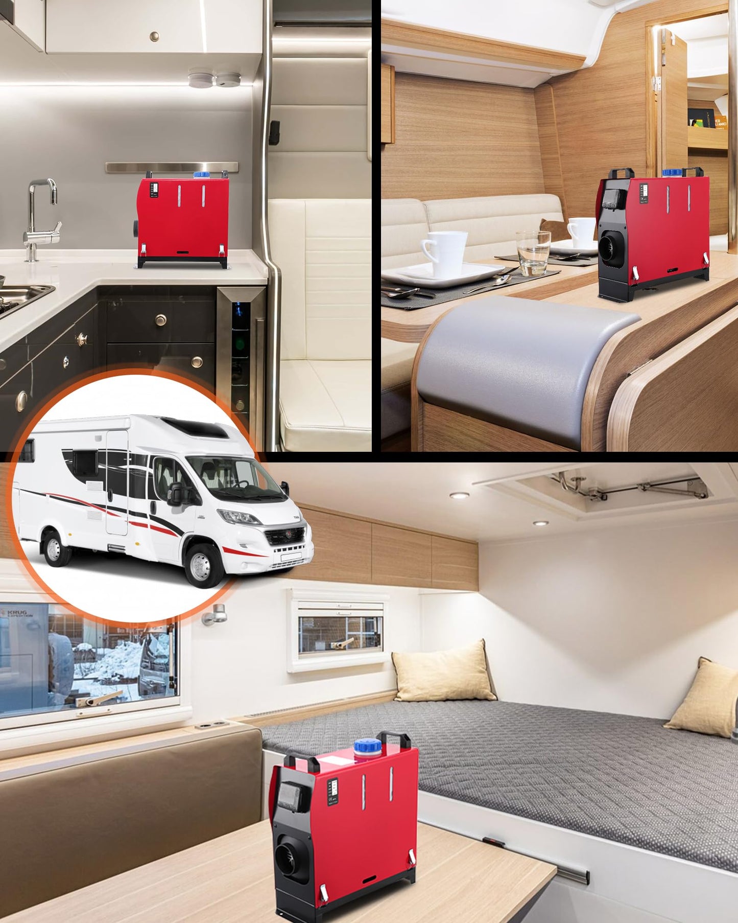 GarveeTech 12V 5KW All-in-One Diesel Air Heater, Parking & Camping Heating with LCD Display & Remote Control, Fast Heating for RV Truck, Boat, Bus, Car Trailer, Motorhomes, Caravans, 5 L