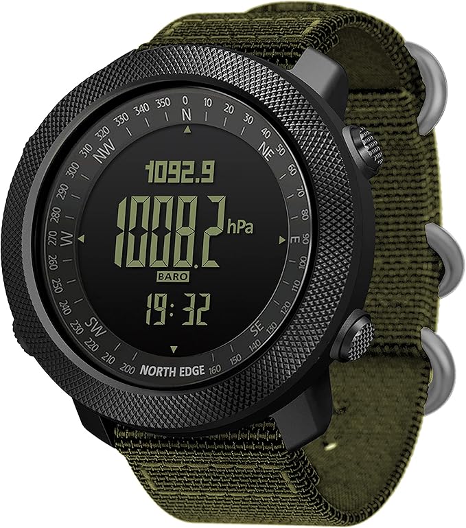 North Edge Apache Tactical Sports Watches for Men , Outdoor Survival Military Compass Rock Solid Digital Watches with Dura...